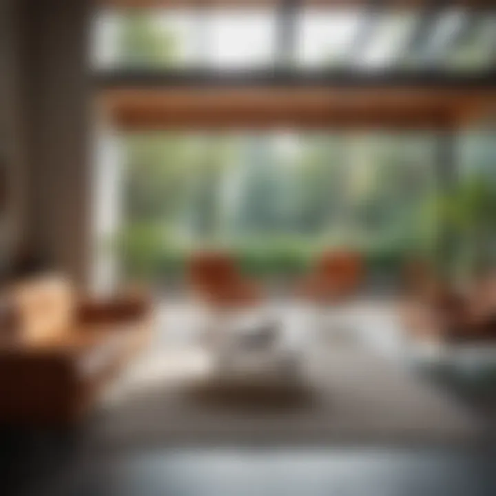 A minimalist interior design featuring iconic mid-century modern furniture and natural light