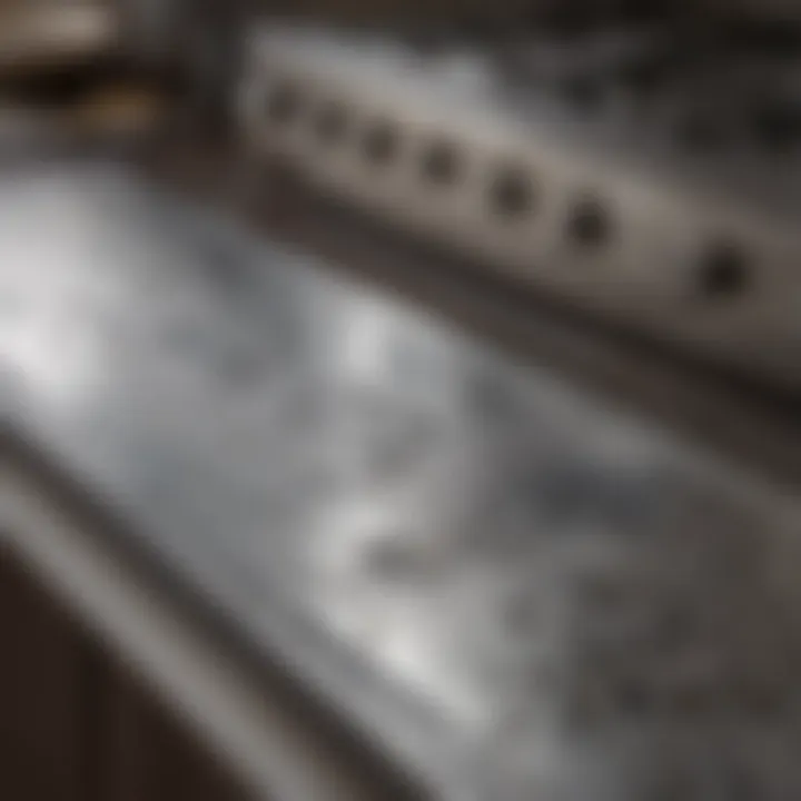 Close-up view of stained stainless steel appliance with visible fingerprints and smudges