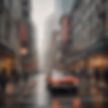 A vibrant street scene illustrating the hustle and bustle of city life in San Francisco.