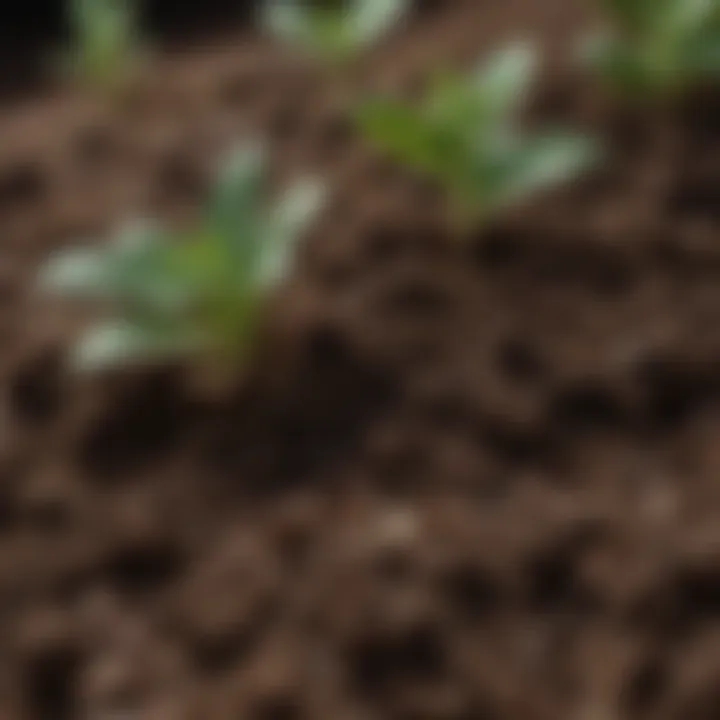 Close-up of rich soil in a container, highlighting essential soil components for plant growth.