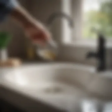 Vinegar being poured into a sink