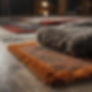 Different shag rug materials displayed together
