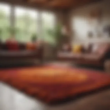 Vibrant Shag Rug in a Living Space A serene living space featuring a vibrant shag rug